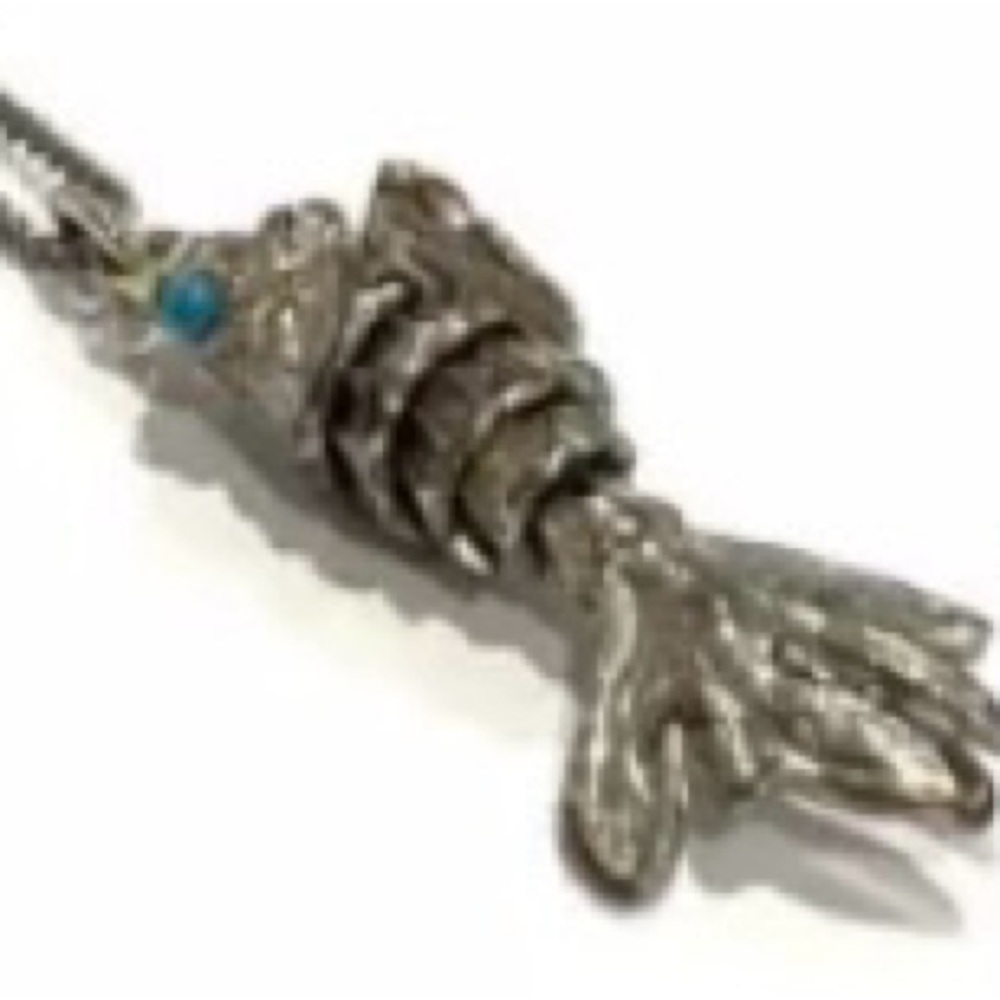 Mystical Native American Fish and Bird Articulating Pendant with Turquoise Eye - Picture 6 of 7